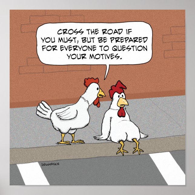 Poster Conseils amusants sur le poulet à traverser la rou (Devant)