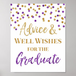 Poster Conseils de Confetti en or pourpre pour le panneau