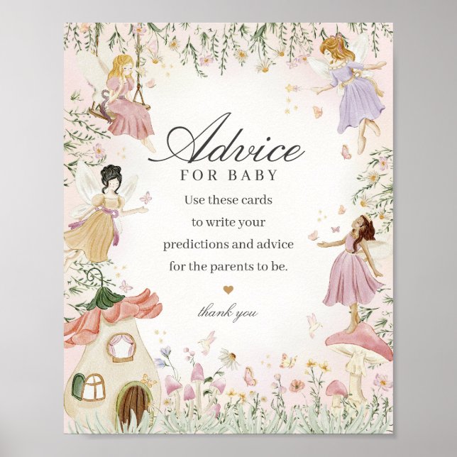 Poster Conseils de jardin de fée pour bébé Baby shower lu (Devant)