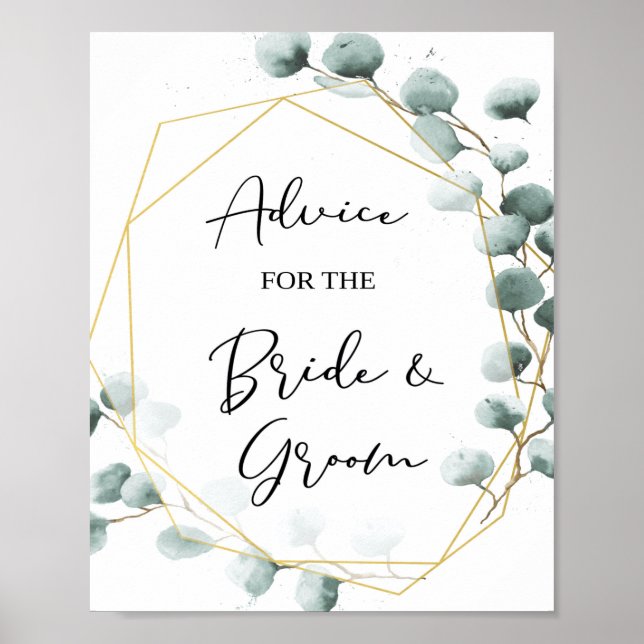Poster Conseils d'Eucalyptus pour la mariée et la chambre (Devant)