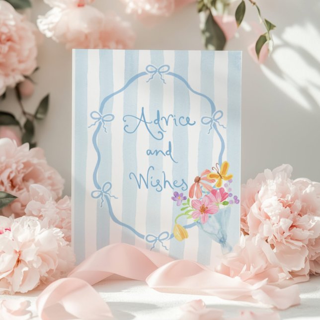 Poster Conseils et souhaits Coquette Whimsical Bow Blue (Créateur téléchargé)