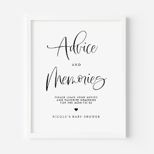 Poster Conseils et souvenirs Baby shower de Calligraphie