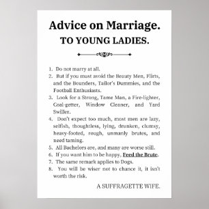 Poster Conseils Sur Le Mariage À La Jeune Dame   Funny fé