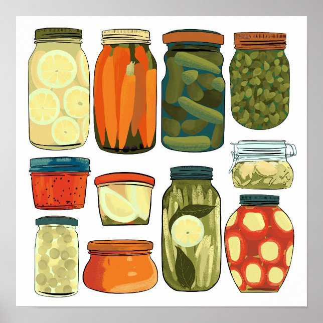 Poster Conservation de cornichons dans le garde-manger (Devant)