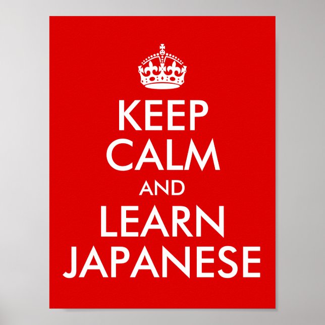 Poster Conserver le calme et apprendre le japonais (Devant)