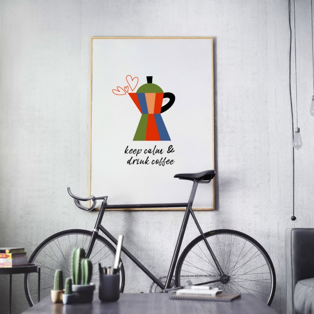 Poster Conserver le calme et boire du café Citation café  (Keep calm and drink coffee poster)