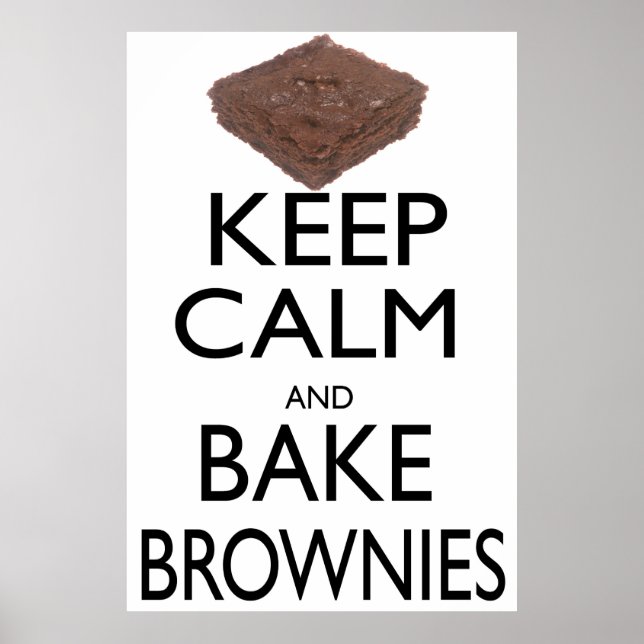 Poster Conserver le calme et cuire les Brownies (Devant)