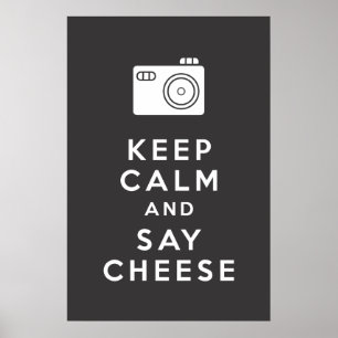 Poster Conserver le calme et dire fromage - Noir