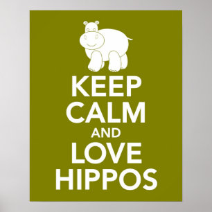 Poster Conserver le calme et l'amour Hippopotames imprime