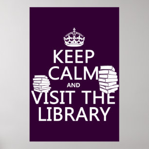 Poster Conserver le calme et visiter la bibliothèque - en