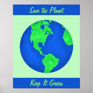 Poster Conserver Vert Économisez L'Environnement De La Te