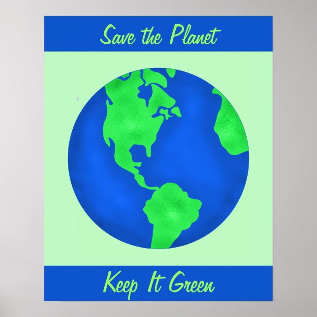 Poster Conserver Vert Économisez L'Environnement De La Te (Devant)