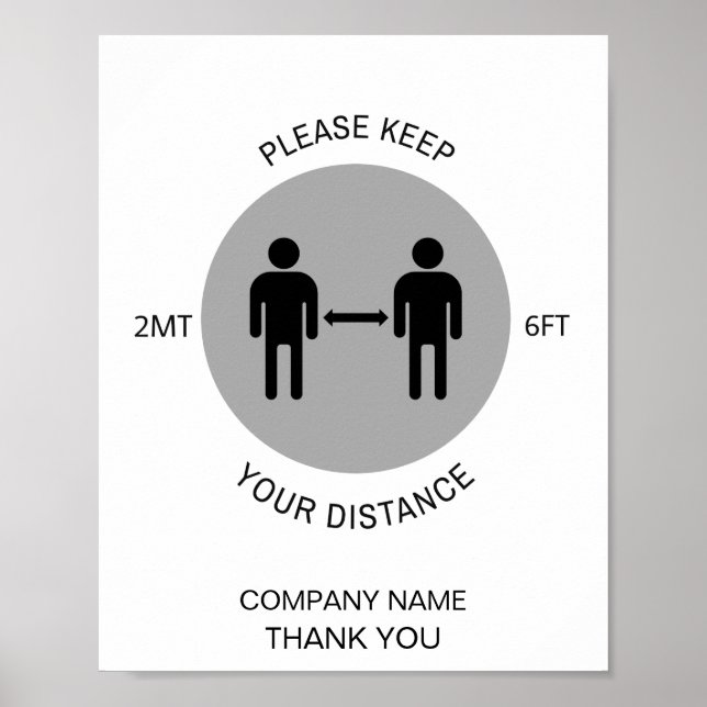 Poster Conservez votre Distance COVID Safety Nom commerci (Devant)