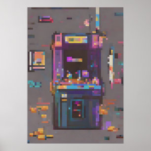 Poster Console de cartouche d'art pixel de salon de jeu r