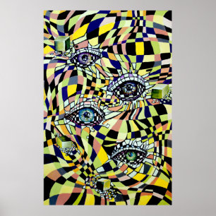 Poster Conspiracy All Seeing Eye Chessboard Watercolor