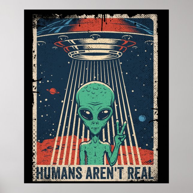 Poster Conspiration spatiale Alien amusante (Devant)