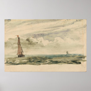 Poster Constable - Une Mer Avec Deux Voiliers