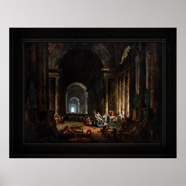 Poster Constatation du Laocoon par Hubert Robert (Devant)