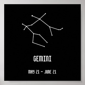 Poster Constellation de gemini noir et blanc