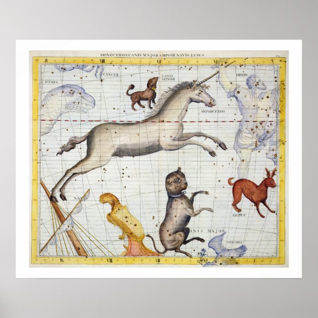 Poster Constellation de Monoceros avec Canis Major et Mi (Devant)