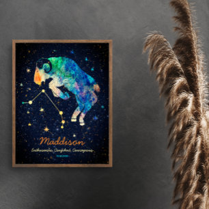 Poster Constellation du Bélier Zodiaque Aquarelle Étoiles