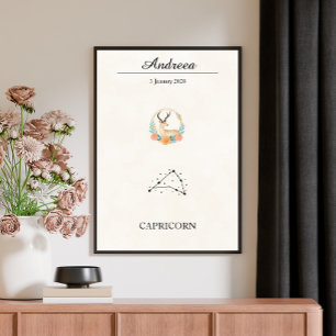 Poster Constellation du Capricorne Bohème Personnalisée