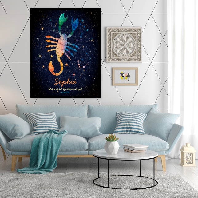 Poster Constellation du Scorpion Zodiaque Galaxie Aquarel (Créateur téléchargé)