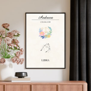 Poster Constellation du zodiaque Balance Bohème personnal