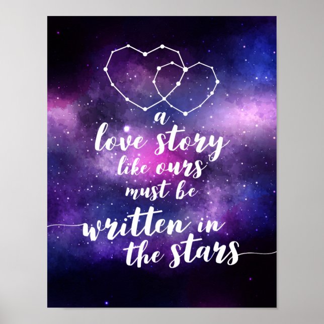 Poster Constellation Mariage Galaxie Écrite Dans Les Étoi (Devant)