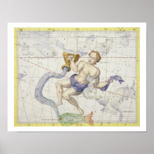 Poster Constellation of Aquarius, plate 9 from 'Atlas Coe