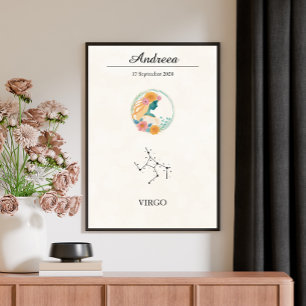 Poster Constellation personnalisée Bohème Vierge Zodiaque