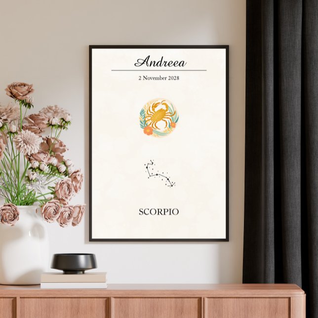 Poster Constellation personnalisée Boho Scorpion Zodiaque (Créateur téléchargé)