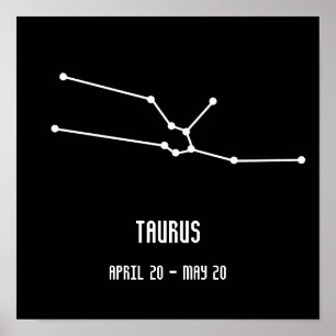 Poster Constellation simple de taurus noir et blanc