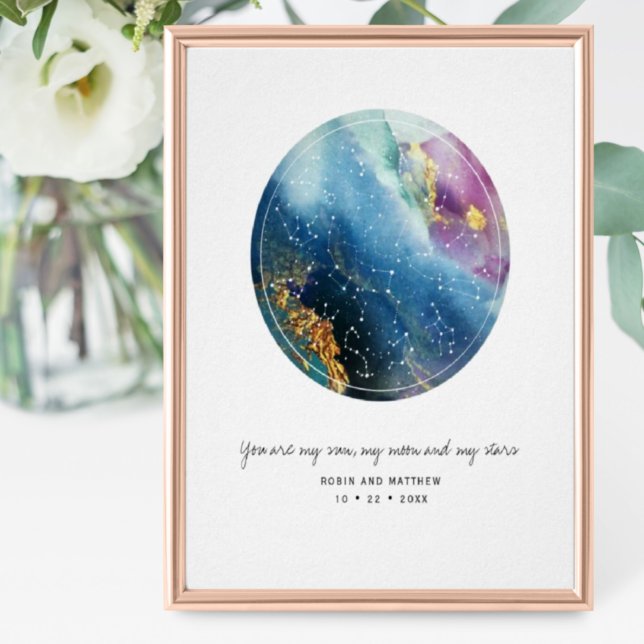 Poster Constellations Personnalisées Carte Étoile Cadeau  (Créateur téléchargé)