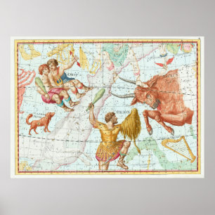 Poster Constellations vintages des cartes célestes