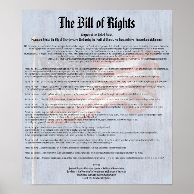 Poster Constitution américaine Charte des droits Histoire (Devant)