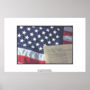 Poster Constitution et drapeau des États-Unis