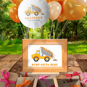 Poster Construction Anniversaire Dump Cadeaux ici Signe d