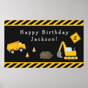 Poster Construction Happy Birthday with Age Boy