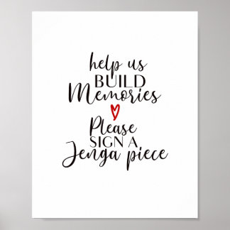 Poster construire des souvenirs signer un panneau Jenga