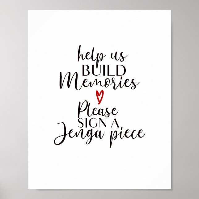 Poster construire des souvenirs signer un panneau Jenga (Devant)