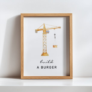 Poster Construire un Burger Construction panneau d'annive