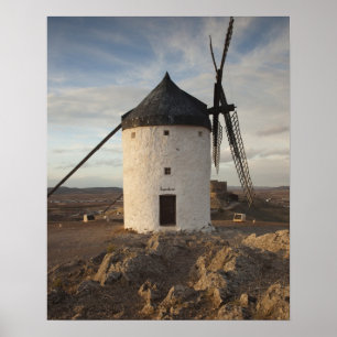 Poster Consuegra, antique La Mancha windmills
