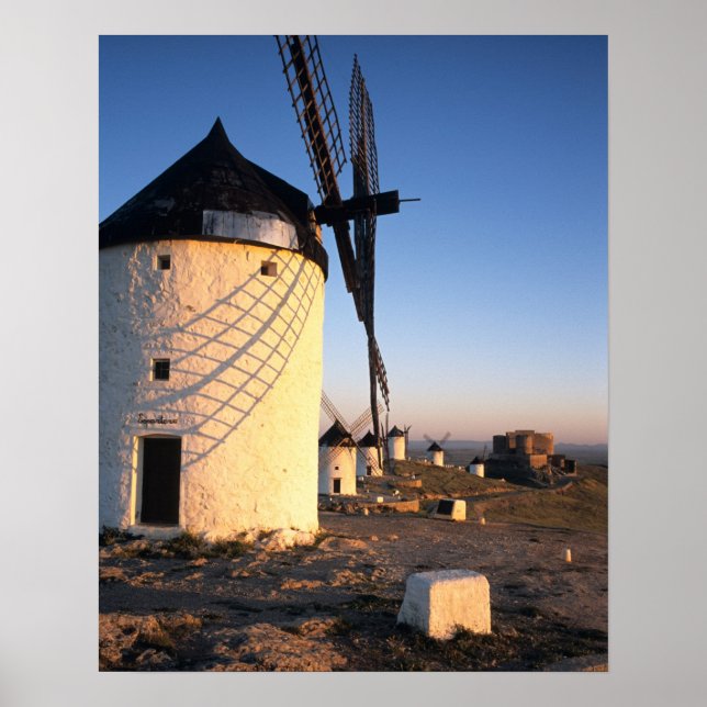 Poster Consuegra, La Mancha, Espagne, éoliennes (Devant)