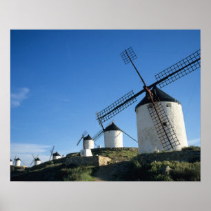 Poster Consuegra, La Mancha, Espagne, moulins à vent 2