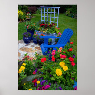 Poster Container Jardin design avec chaise bleue dans not