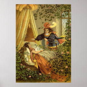 Poster Conte de fées victorien vintage, beauté de sommeil