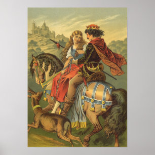 Poster Conte de fées victorienne vintage, frère et soeur