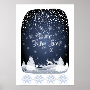 Poster Conte fée de Noël Imaginaire Forêt de neige