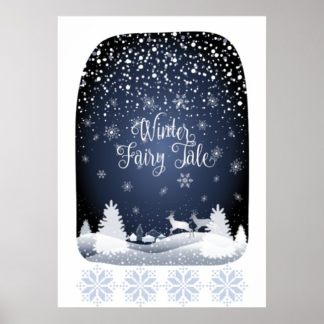 Poster Conte fée de Noël Imaginaire Forêt de neige (Devant)